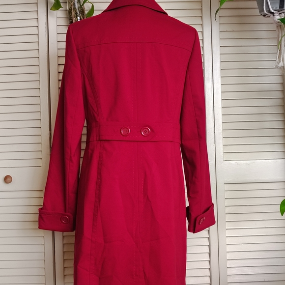 LOFT Vibrant Red Trench Coat Size 8 – Classic Belted - Like New - Picture 2 of 9